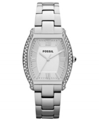 Shimmering crystals run up and down the subtle curves of this Wallace collection watch, by Fossil. Shimmering crystals run up and down the subtle curves of this Wallace collection watch, by Fossil.