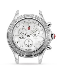 112 sparkling diamonds grace the dial of this beautiful Michele watch head. Finished with signature Michele touches and three-eye functionality. 112 sparkling diamonds grace the dial of this beautiful Michele watch head. Finished with signature Michele touches and three-eye functionality.