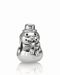 PANDORA's sterling silver snowman evokes memories of playful days in a winter wonderland. PANDORA's sterling silver snowman evokes memories of playful days in a winter wonderland.