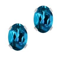 1.20 Ct London Blue Topaz .925 Sterling Silver Earrings 6X4mm 1.20 Ct London Blue Topaz .925 Sterling Silver Earrings 6X4mm