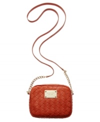 Weave your way through the ordinary with this standout style from MICHAEL Michael Kors. Sumptuous woven leather is adorned with signature hardware and delicate chain-link detail. Discretely accommodates phone, keys, wallet and any other little essentials you can't go without. Weave your way through the ordinary with this standout style from MICHAEL Michael Kors. Sumptuous woven leather is adorned with signature hardware and delicate chain-link detail. Discretely accommodates phone, keys, wallet and any other little essentials you can't go without.