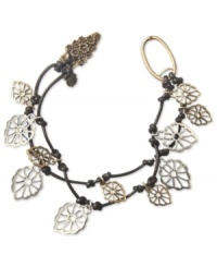 Knot your typical bracelet. Lucky Brand's leather bracelet features reconstituted semi-precious citrine and silver and gold tone openwork charms on a knotted leather cord. Approximate length: 7-1/2 inches. Knot your typical bracelet. Lucky Brand's leather bracelet features reconstituted semi-precious citrine and silver and gold tone openwork charms on a knotted leather cord. Approximate length: 7-1/2 inches.
