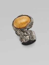 From the Arty Ovale Collection. A sleek oval stone of richly colored mottled glass in an intriguing sculptural setting with a blackened, oxidized finish.Glass Metal Length, about 1½ Made in ItalyPlease note: Metal finish may vary in tone. From the Arty Ovale Collection. A sleek oval stone of richly colored mottled glass in an intriguing sculptural setting with a blackened, oxidized finish.Glass Metal Length, about 1½ Made in ItalyPlease note: Metal finish may vary in tone.