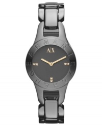 Flaunt your fashion sense with this dusky watch from AX Armani Exchange. Flaunt your fashion sense with this dusky watch from AX Armani Exchange.