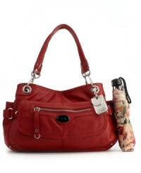 A simple, thoughtful satchel handbag from Tyler Rodan that's packed with plenty of zip and slip pockets to keep you organized. Includes bonus matching mini umbrella. A simple, thoughtful satchel handbag from Tyler Rodan that's packed with plenty of zip and slip pockets to keep you organized. Includes bonus matching mini umbrella.