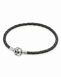 Charms and clips shine against PANDORA's leather single wrap bracelet. A sterling silver signature clasp lends an added touch of luxe. Charms and clips shine against PANDORA's leather single wrap bracelet. A sterling silver signature clasp lends an added touch of luxe.