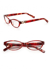 THE LOOKPlastic mosaic framesCat's-eye shapeAustrian stone details on temples and tipsTHE COLORRed mosaic frames with clear lensesORIGINImported THE LOOKPlastic mosaic framesCat's-eye shapeAustrian stone details on temples and tipsTHE COLORRed mosaic frames with clear lensesORIGINImported