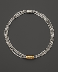 John Hardy Bedeg 18K Gold and Sterling Silver Slide Enhancer on Triple Chain Necklace, 18 John Hardy Bedeg 18K Gold and Sterling Silver Slide Enhancer on Triple Chain Necklace, 18