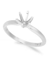 Start off your one-of-a-kind engagement ring by selecting your favorite ring setting. This stunning solitaire ring setting features a 6-prong design in 14k white gold. Band width: 2-1/2 mm. Available in whole sizes 6-9. Start off your one-of-a-kind engagement ring by selecting your favorite ring setting. This stunning solitaire ring setting features a 6-prong design in 14k white gold. Band width: 2-1/2 mm. Available in whole sizes 6-9.