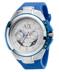 A bold, sporty style and supreme functionality distinguish this watch by AX Armani Exchange. A bold, sporty style and supreme functionality distinguish this watch by AX Armani Exchange.