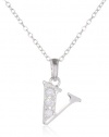 Sterling Silver Simulated Diamond Initial Pendant Necklace, 18