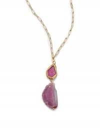 THE LOOKDouble tiered pendantVariegated agate detailLizard skin accentsRectangle chainGoldplated brass settingLobster claspTHE MEASUREMENTPendant width, about 1Pendant length, about 3.5Length, about 27ORIGINMade in USA THE LOOKDouble tiered pendantVariegated agate detailLizard skin accentsRectangle chainGoldplated brass settingLobster claspTHE MEASUREMENTPendant width, about 1Pendant length, about 3.5Length, about 27ORIGINMade in USA