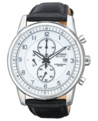 A classically designed chronograph watch with modern appeal, by Citizen. Powered by Eco-Drive, harnessing natural and artificial light, never needing a battery. A classically designed chronograph watch with modern appeal, by Citizen. Powered by Eco-Drive, harnessing natural and artificial light, never needing a battery.