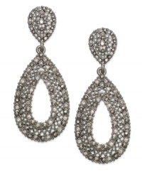 Intricate beauties, from Charter Club. These drop earrings are designed in a teardrop silhouette with cut-out detail and crystal accents. Crafted in imitation rhodium-plated mixed metal. Approximate drop: 2 inches. Intricate beauties, from Charter Club. These drop earrings are designed in a teardrop silhouette with cut-out detail and crystal accents. Crafted in imitation rhodium-plated mixed metal. Approximate drop: 2 inches.
