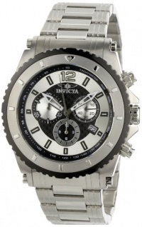 Invicta Men's 1008 II Chronograph Silver and Black Dial Stainless Steel Watch