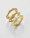 A set of three 16k goldplated rings in a geometric octagon shape. 16k goldplated brassLogo accentedImported