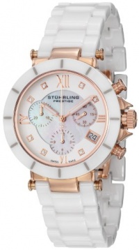 Stuhrling Prestige Women's 512L.13EP2 Swiss Athena Mother-Of-Pearl Swarovski Crystal Chronograph Multi-Function White Ceramic Watch Stuhrling Prestige Women's 512L.13EP2 Swiss Athena Mother-Of-Pearl Swarovski Crystal Chronograph Multi-Function White Ceramic Watch