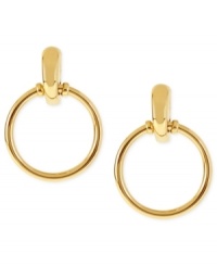Announce yourself with this pair of hoop clip-on earrings from Betsey Johnson. Crafted from gold-tone mixed metal with metal beads. Clip-on backing for non-pierced ears. Approximate drop: 3-1/4 inches. Announce yourself with this pair of hoop clip-on earrings from Betsey Johnson. Crafted from gold-tone mixed metal with metal beads. Clip-on backing for non-pierced ears. Approximate drop: 3-1/4 inches.