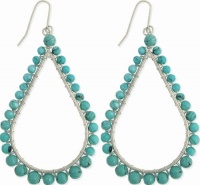 ZAD Large Turquoise Lined Teardrop Dangle Earrings Antique Silver Tone ZAD Large Turquoise Lined Teardrop Dangle Earrings Antique Silver Tone