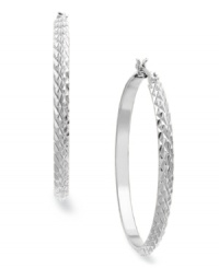 A textured design adds appeal to this classic hoop earring from Charter Club. Crafted in silver tone mixed metal. Approximate drop: 1-1/2 inches. A textured design adds appeal to this classic hoop earring from Charter Club. Crafted in silver tone mixed metal. Approximate drop: 1-1/2 inches.