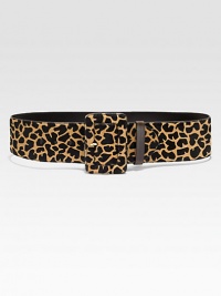 Animal print hair calf belt with a self-covered buckle. Width, about 3.75Made in Italy Animal print hair calf belt with a self-covered buckle. Width, about 3.75Made in Italy