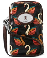 Petite and poised to meet your daily demands, this compact carryall from Fossil will stow cards, cash and coins in style. Sturdy coated canvas in a playful pattern is accented with signature hardware and detachable wristlet strap; it's all you need when dashing out the door. Petite and poised to meet your daily demands, this compact carryall from Fossil will stow cards, cash and coins in style. Sturdy coated canvas in a playful pattern is accented with signature hardware and detachable wristlet strap; it's all you need when dashing out the door.