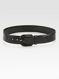 A supple, goatskin leather design with a self-covered, oval buckle. Width, about 1¾Made in Italy A supple, goatskin leather design with a self-covered, oval buckle. Width, about 1¾Made in Italy