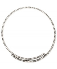 Sleek and stylish. Nine West's coil collar necklace is crafted from silver-tone mixed metal with glass crystal stones adding a sparkling element. Approximate length: 16 inches. Sleek and stylish. Nine West's coil collar necklace is crafted from silver-tone mixed metal with glass crystal stones adding a sparkling element. Approximate length: 16 inches.