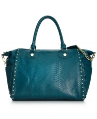 Rock this style with any outfit from t-shirt and jeans to power suit and pumps. This Steve Madden satchel ups the ante with python-embossed faux leather, glam golden studs and chain-link detail. Roomy interior features plenty of pockets and compartments to hold more than just the essentials. Rock this style with any outfit from t-shirt and jeans to power suit and pumps. This Steve Madden satchel ups the ante with python-embossed faux leather, glam golden studs and chain-link detail. Roomy interior features plenty of pockets and compartments to hold more than just the essentials.
