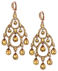 Ornate elegance. Givenchy's chandelier earrings, crafted from brown gold-tone mixed metal, feature light Colorado topaz accents for a visually appealing effect. Approximate drop: 6 inches. Ornate elegance. Givenchy's chandelier earrings, crafted from brown gold-tone mixed metal, feature light Colorado topaz accents for a visually appealing effect. Approximate drop: 6 inches.