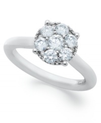 Take her breath away with sentiment & sparkle. This exquisite Hearts.Arrows.Together™ engagement ring features round, certified, brilliant-cut diamonds in a circular pattern (7/8 ct. t.w.). Each diamond is cut with an arrow pattern visible from above and heart pattern visible from below. Ring comes with a certificate and viewer which allows you to see the difference for yourself. Crafted in 14k white gold. Take her breath away with sentiment & sparkle. This exquisite Hearts.Arrows.Together™ engagement ring features round, certified, brilliant-cut diamonds in a circular pattern (7/8 ct. t.w.). Each diamond is cut with an arrow pattern visible from above and heart pattern visible from below. Ring comes with a certificate and viewer which allows you to see the difference for yourself. Crafted in 14k white gold.