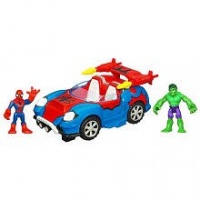 Playskool Super Hero Squad Deluxe Vehicle - Crime Cruising Car with Spiderman & Hulk Playskool Super Hero Squad Deluxe Vehicle - Crime Cruising Car with Spiderman & Hulk