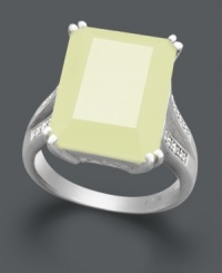 Breath new life into your wardrobe by adding just the right hint of color. This chic cocktail ring features a yellow agate stone (16 mm x 12 mm) set in sterling silver with sparkling diamond accents at the shoulders. Size 7. Breath new life into your wardrobe by adding just the right hint of color. This chic cocktail ring features a yellow agate stone (16 mm x 12 mm) set in sterling silver with sparkling diamond accents at the shoulders. Size 7.