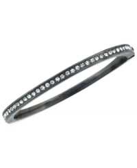 Sleek and stunning. Vince Camuto's thin bangle bracelet is crafted from hematite-tone mixed metal with a dazzling array of glass crystal accents for a fashion infusion. Approximate diameter: 3-1/2 inches. Sleek and stunning. Vince Camuto's thin bangle bracelet is crafted from hematite-tone mixed metal with a dazzling array of glass crystal accents for a fashion infusion. Approximate diameter: 3-1/2 inches.