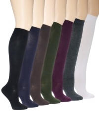 Add a pop of color and comfort to every step with these knit knee socks from Hue. Pair them with trousers or skirts for an instant hint of flair. Add a pop of color and comfort to every step with these knit knee socks from Hue. Pair them with trousers or skirts for an instant hint of flair.