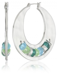 Kenneth Cole New York Urban Sea Glass Faceted Bead Sculptural Hoop Earrings Kenneth Cole New York Urban Sea Glass Faceted Bead Sculptural Hoop Earrings