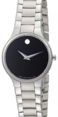 Movado Women's 0606383 Serio Stainless-Steel Black Round Dial Watch Movado Women's 0606383 Serio Stainless-Steel Black Round Dial Watch
