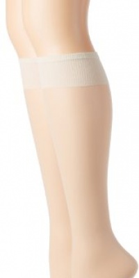 Hanes Silk Reflections Women's Plus-Size 2 Pack Knee High, Pearl, One Size Hanes Silk Reflections Women's Plus-Size 2 Pack Knee High, Pearl, One Size