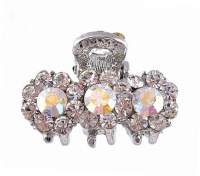 Hair Clip - H5- Crystal Flowers - Sm Size (1x 3/4) ~ Clear Iridescent Hair Clip - H5- Crystal Flowers - Sm Size (1x 3/4) ~ Clear Iridescent