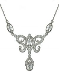 Endless elegance shines in Eliot Danori's Victorian-inspired necklace. A detailed design is decorated with sparkling crystals and cubic zirconias (1 ct. t.w.). Set in a rhodium-plated mixed metal setting. Approximate length: 16 inches + 2-inch extender. Approximate drop: 1/2 inch. Endless elegance shines in Eliot Danori's Victorian-inspired necklace. A detailed design is decorated with sparkling crystals and cubic zirconias (1 ct. t.w.). Set in a rhodium-plated mixed metal setting. Approximate length: 16 inches + 2-inch extender. Approximate drop: 1/2 inch.