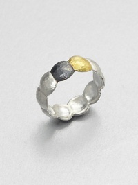 Hammered sterling silver is accented with radiant 24k gold and darkened sterling silver. Sterling silver24k goldWidth, about .25Imported Hammered sterling silver is accented with radiant 24k gold and darkened sterling silver. Sterling silver24k goldWidth, about .25Imported