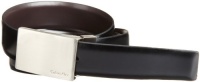 Calvin Klein Men's Feather Edge Leather Belt With Plaque Buckle, Black/Brown, 34 Calvin Klein Men's Feather Edge Leather Belt With Plaque Buckle, Black/Brown, 34