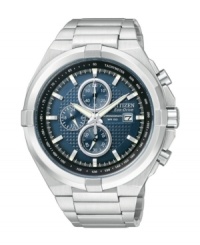 Always beat the clock with this sleek chronograph Eco-Drive watch from Citizen. Always beat the clock with this sleek chronograph Eco-Drive watch from Citizen.