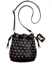 Add some edge to any look with this daring studded style from Carlos by Carlos Santana. Gleaming goldtone studs decorates a casual cool drawstring silhouette with signature charms. Add some edge to any look with this daring studded style from Carlos by Carlos Santana. Gleaming goldtone studs decorates a casual cool drawstring silhouette with signature charms.