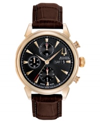 Timeless design and renowned Swiss precision blend on this automatic Gemini collection watch by Bulova Accutron. Timeless design and renowned Swiss precision blend on this automatic Gemini collection watch by Bulova Accutron.