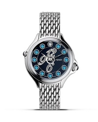 Fendi Round Crazy Carats Diamond and Topaz Stainless Steel Watch, 33mm Fendi Round Crazy Carats Diamond and Topaz Stainless Steel Watch, 33mm
