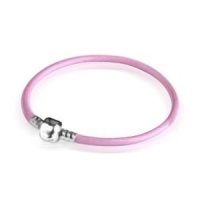 Bling Jewelry Pink Leather Sterling Silver Barrel Clasp Bracelet Pandora Chamilia Bead Compatible - 7.5 in Bling Jewelry Pink Leather Sterling Silver Barrel Clasp Bracelet Pandora Chamilia Bead Compatible - 7.5 in