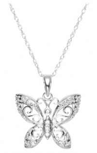 14k Gold Diamond Butterfly Pendant Necklace (0.10 cttw, I-J Color, I2-I3 Clarity), 18 14k Gold Diamond Butterfly Pendant Necklace (0.10 cttw, I-J Color, I2-I3 Clarity), 18