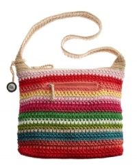 This relaxed design by The Sak puts a fashionable spin on classic crochet. Choose from a striped of solid exterior and this slouchy bag will have you ready for the weekend in no time. This relaxed design by The Sak puts a fashionable spin on classic crochet. Choose from a striped of solid exterior and this slouchy bag will have you ready for the weekend in no time.
