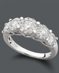 Capture the moment with this exquisite design. A stunning five-stone design adorns this magical engagement ring. Crafted in 14k white gold with sparkling round-cut diamonds (1 ct. t.w.). Capture the moment with this exquisite design. A stunning five-stone design adorns this magical engagement ring. Crafted in 14k white gold with sparkling round-cut diamonds (1 ct. t.w.).